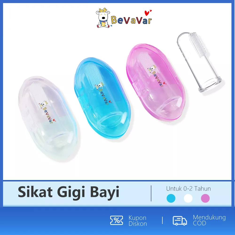 BEVAVAR Sikat Gigi Bayi Bahan Silikon Pembersih Mulut Bayi Sikat Lidah Bayi