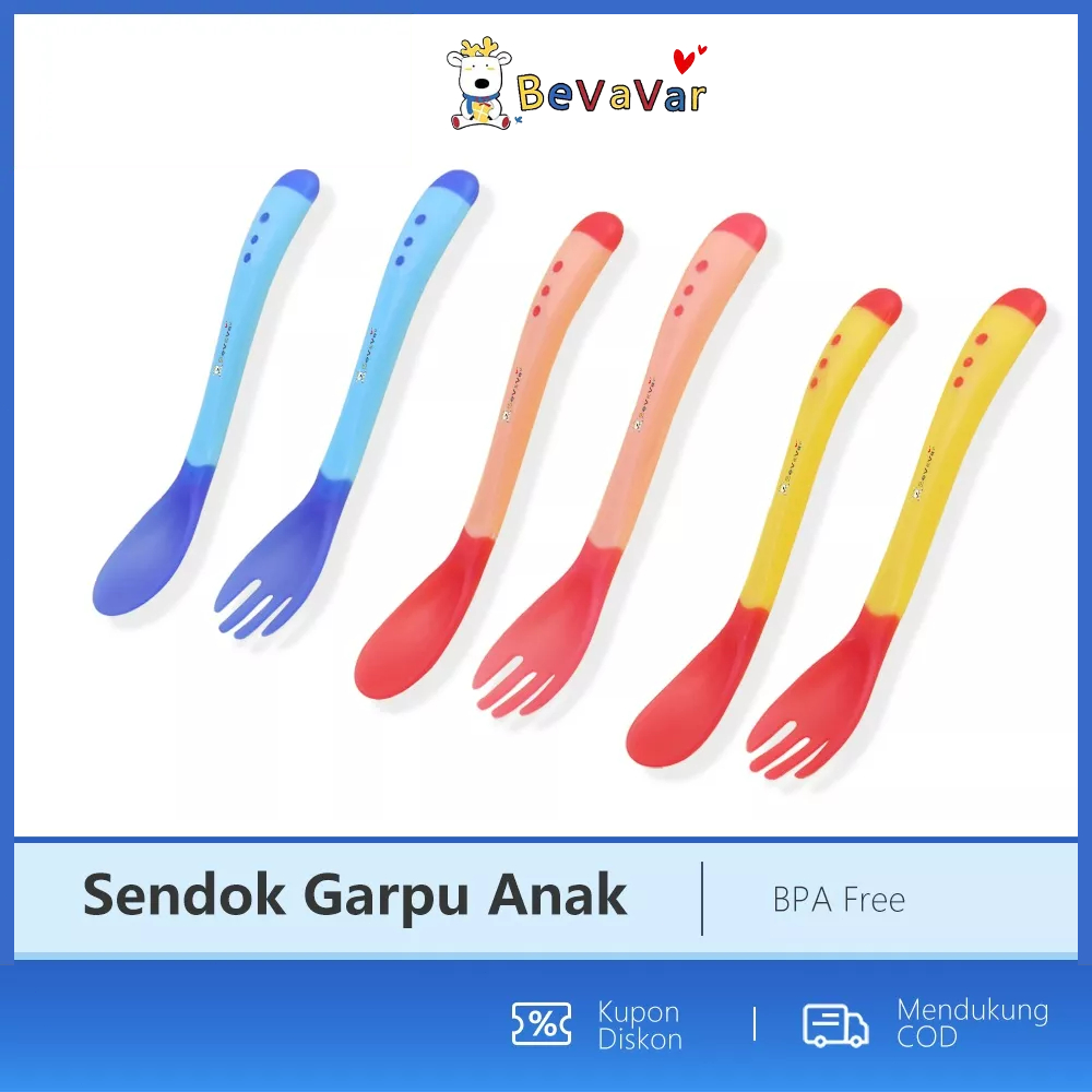 BEVAVAR Sendok Makan Bayi Sendok Garpu Bayi Sensor Panas