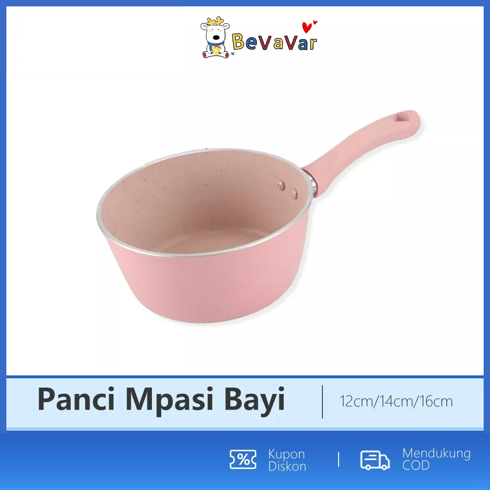 BEVAVAR 12/14/16Cm Panci Susu Mpasi Anti Lengket/Panci Rebus Enamel Milk Pot /Panci Teflon Marble