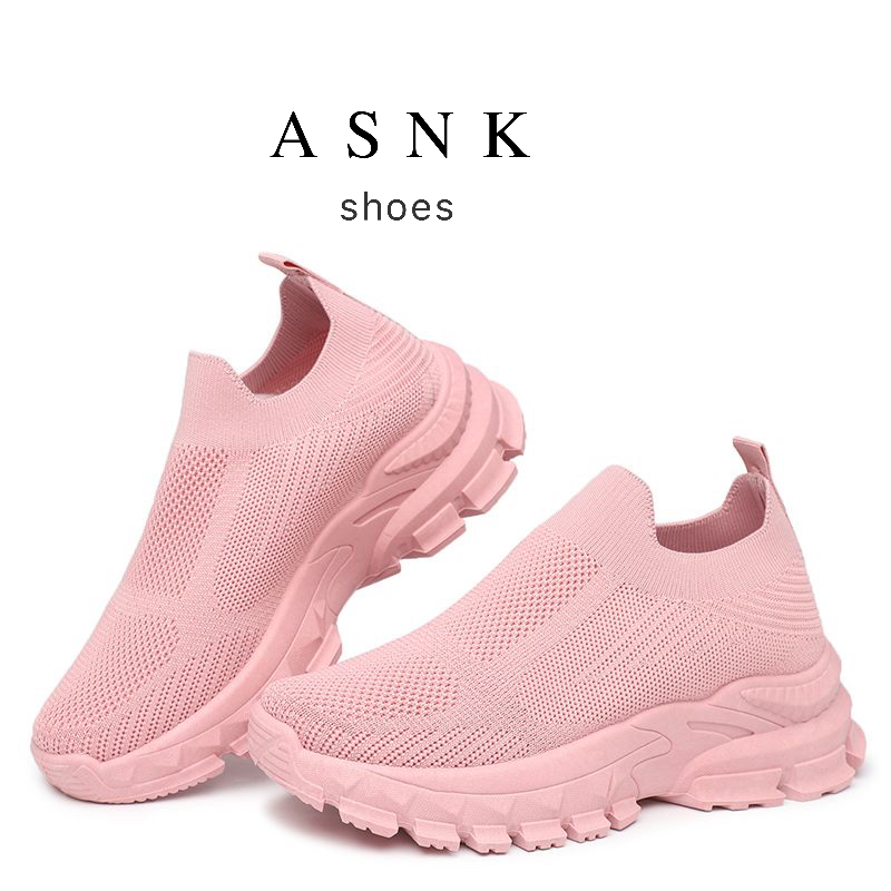 [GROSIR][COD] SEVEN_DAY SEPATU RAJUT SLIP ON WANITA OLAHRAGA TANPA TALI SPORT SHOES PINK FZ-189