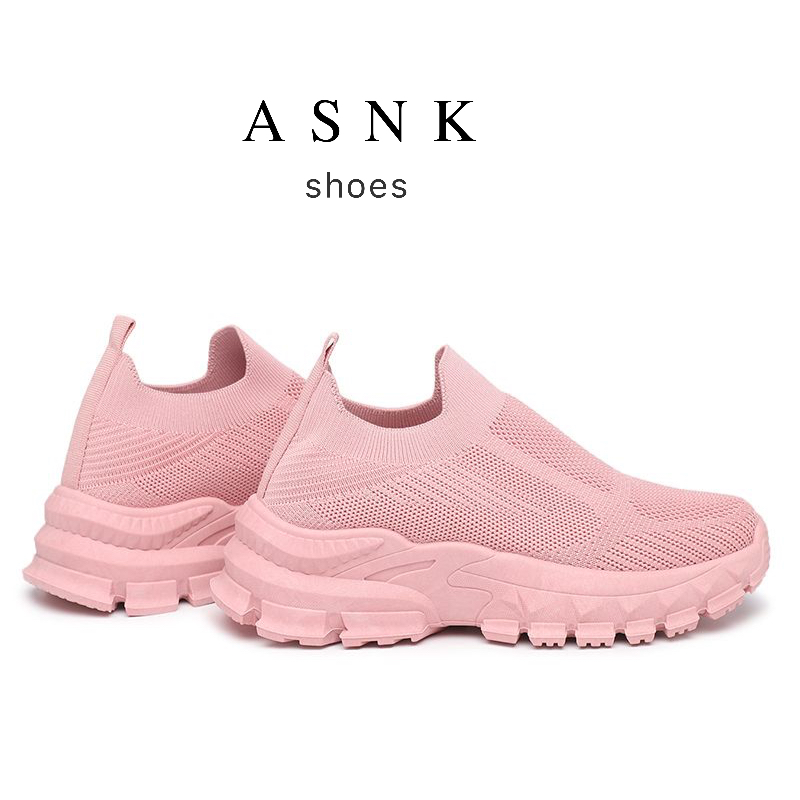 [GROSIR][COD] SEVEN_DAY SEPATU RAJUT SLIP ON WANITA OLAHRAGA TANPA TALI SPORT SHOES PINK FZ-189