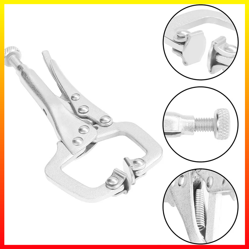 Tang Penjepit Buaya Kayu Besi / Klem Jepit Vise Grip Welding Mouth C Clamp 5 Inch Stabil Grip Anti Slip SPIFFLYER - 7ROTKYSV