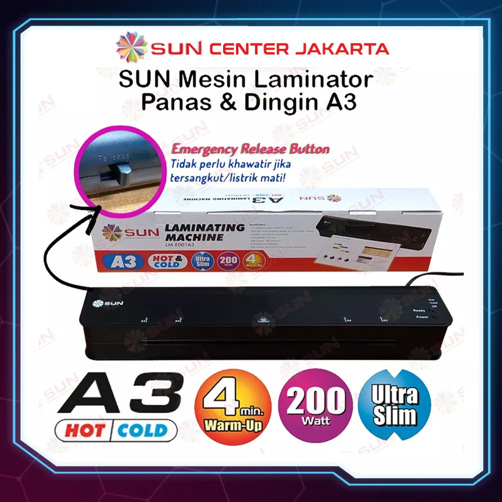 Mesin Laminating A3+ ( 330 mm ) - LME001A3 ( Bisa Laminating Panas dan Laminasi Dingin, untuk KTP, Ijasah, KK, Sertifikat, Akte, Dokumen, Kertas Foto )