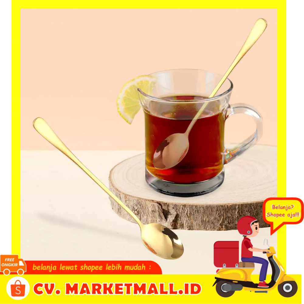 Sendok Stainless Steel Gagang Panjang Teh Es Krim Kopi 20 cm Szpoon F80 - 7CHX9DGD