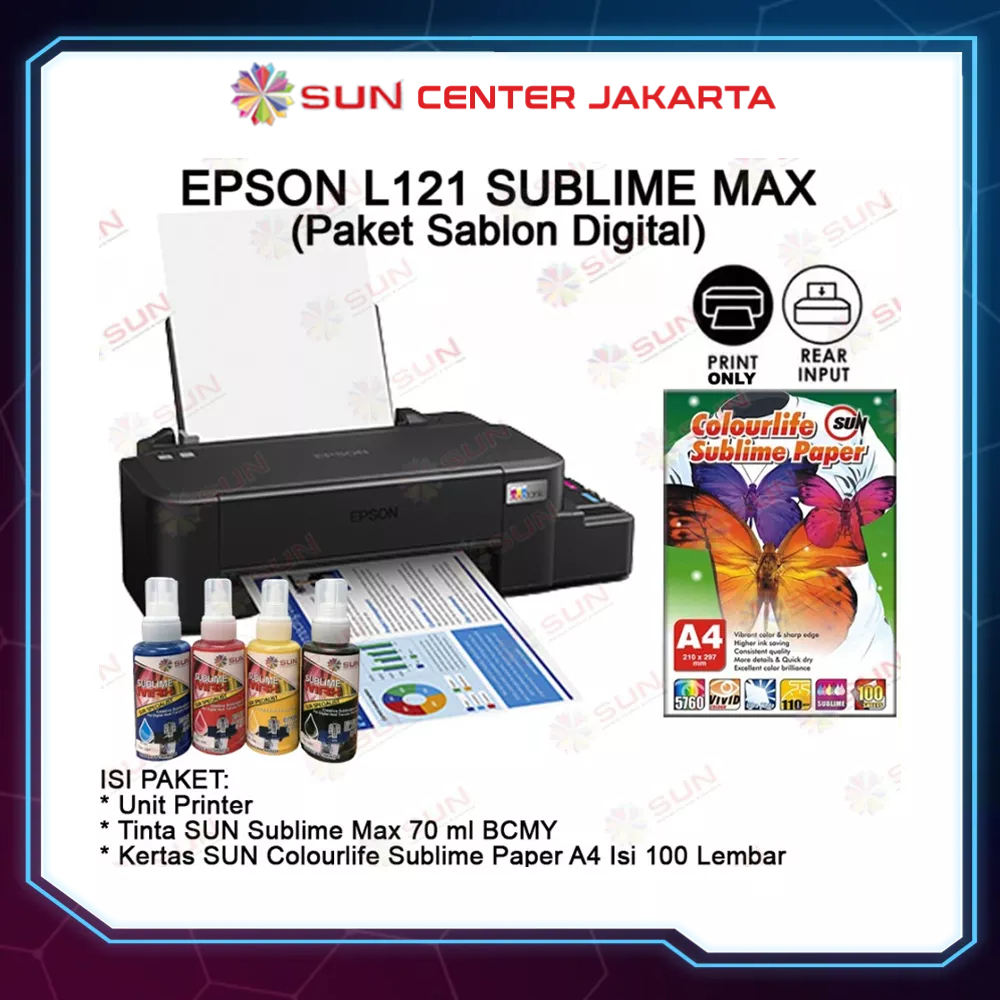 Paket Printer Epson L1210 L-1210 L 1210  pengganti L1110 / L121 pengganti L1210 Printer Paket Sablon Digital Tinta Sublime Max SUN