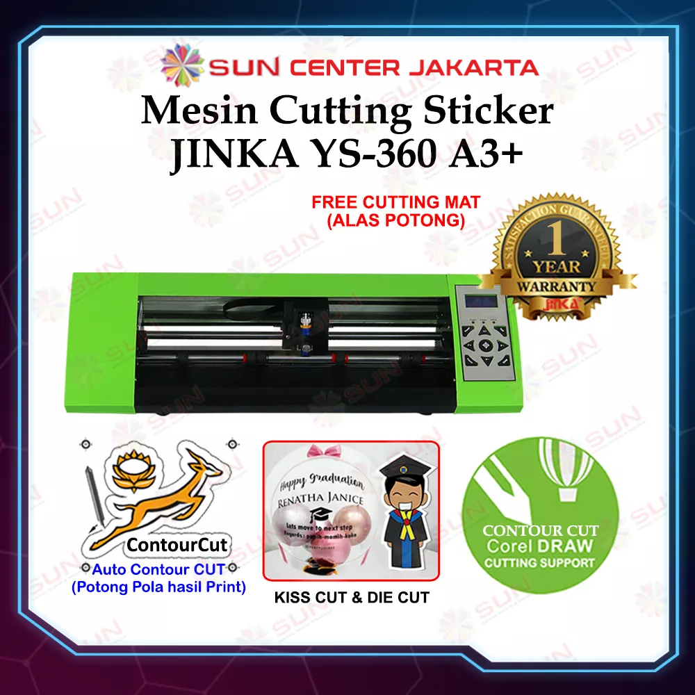 Mesin Cutting Sticker Jinka YS 360 A3+ Support Cutting CorelDraw Auto Contour Cut (Sticker Transparant Balon Gift Wisuda, Sticker Vinyl Bontax, Label, Hangtag)