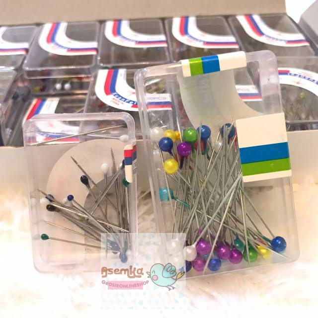 Jarum pentul box / jarum pentul hijab / jarum pentul jilbab / jarum pentol warna / pentul jahit
