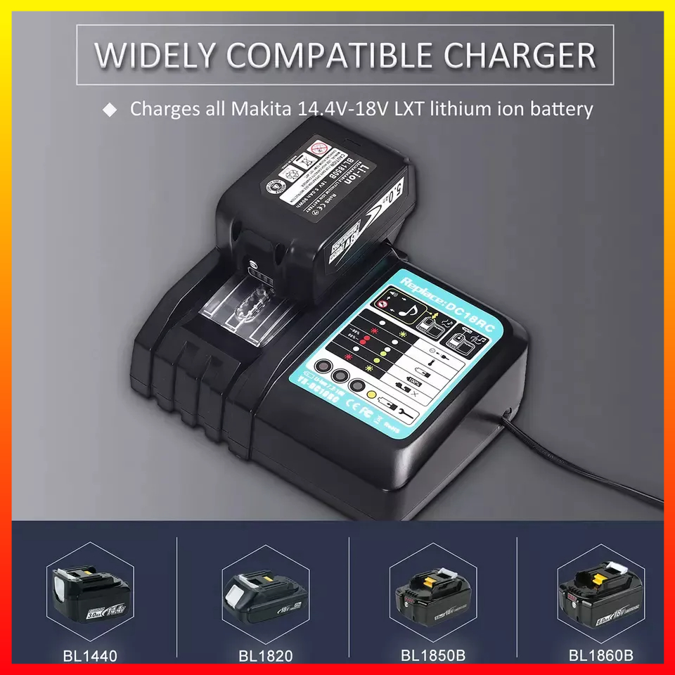 Bor Baterai Charger 14.4volt-18volt Untuk Makita Bl1820 Bl1820b Bl1825 Bl1830 Bl1830b MTX 90058-CH - 7RBT1QBK