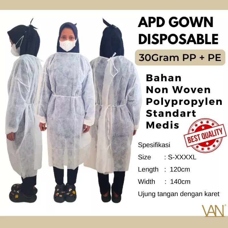 GOWN APD MEDIS 30gram / APD GOWN DISPOSABLE ALL SIZE