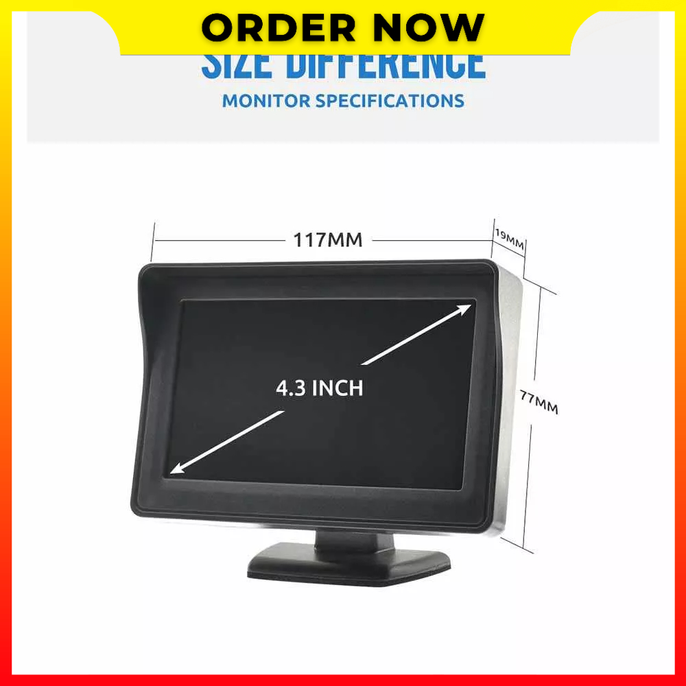 Monitor Belakang Mobil 2 Input Video TFT LCD Parking Aid Reversing Monitor Tampilan Parkir 4.3 Inch MJDOUD 433 - 7CCA04BK