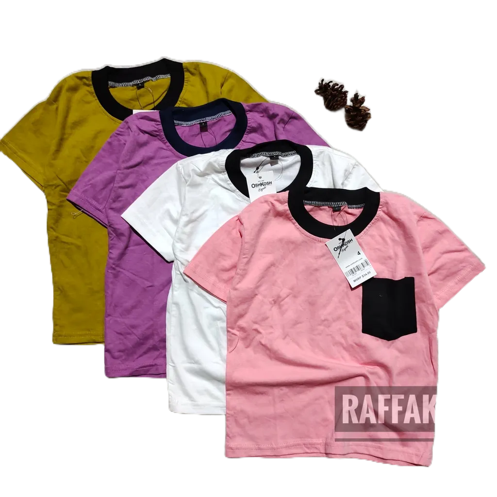 Kaos Pocket Tee Anak Laki Laki Bahan Cotton Combed 24s 28s / Baju Kaos Branded Saku Anak Perempuan Unisex Usia 12345678 Tahun