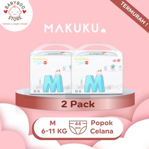 MAKUKU SAP Diapers Slim Pants M22 x 2 Pack Popok Bayi Celana Tipis Anti Gumpal Cepat Kering dan Mencegah Ruam