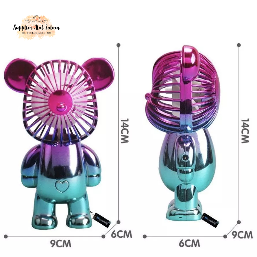 BEARBRICK kipas viral usb Mini Fan Genggam Bear brick Rechargeable Cantik Beruang