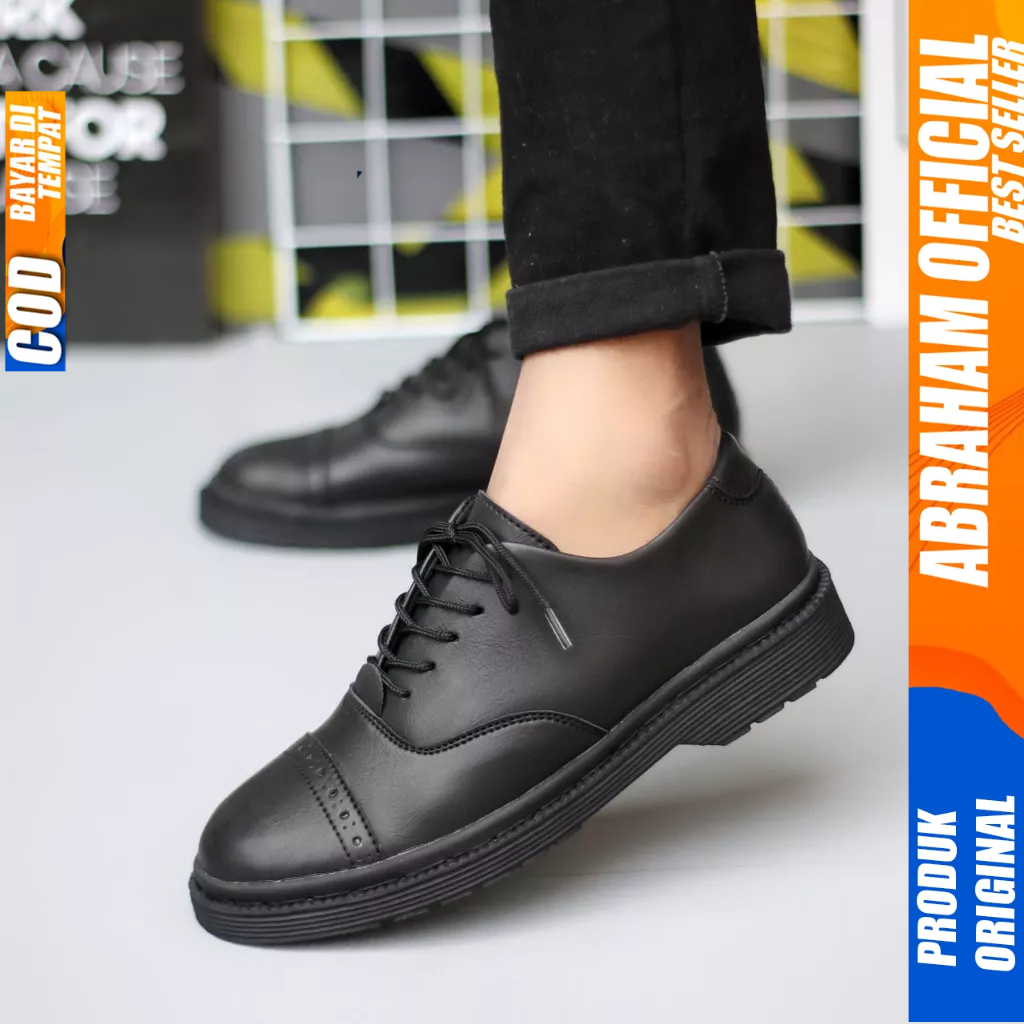 Sepatu Formal Pantofel Docmart Low Boots Hitam Casual Kerja Pria