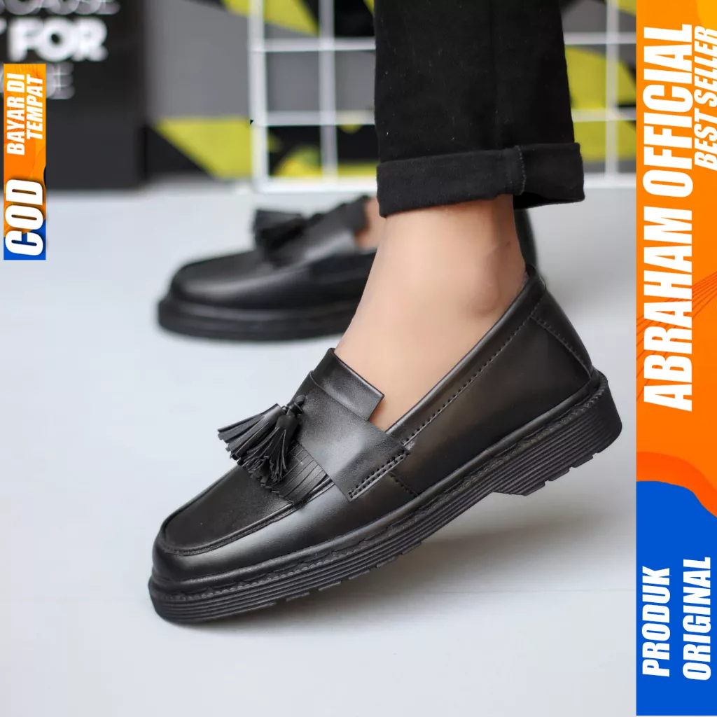 Sepatu Loafers Docmart Formal Hitam Kerja Pria