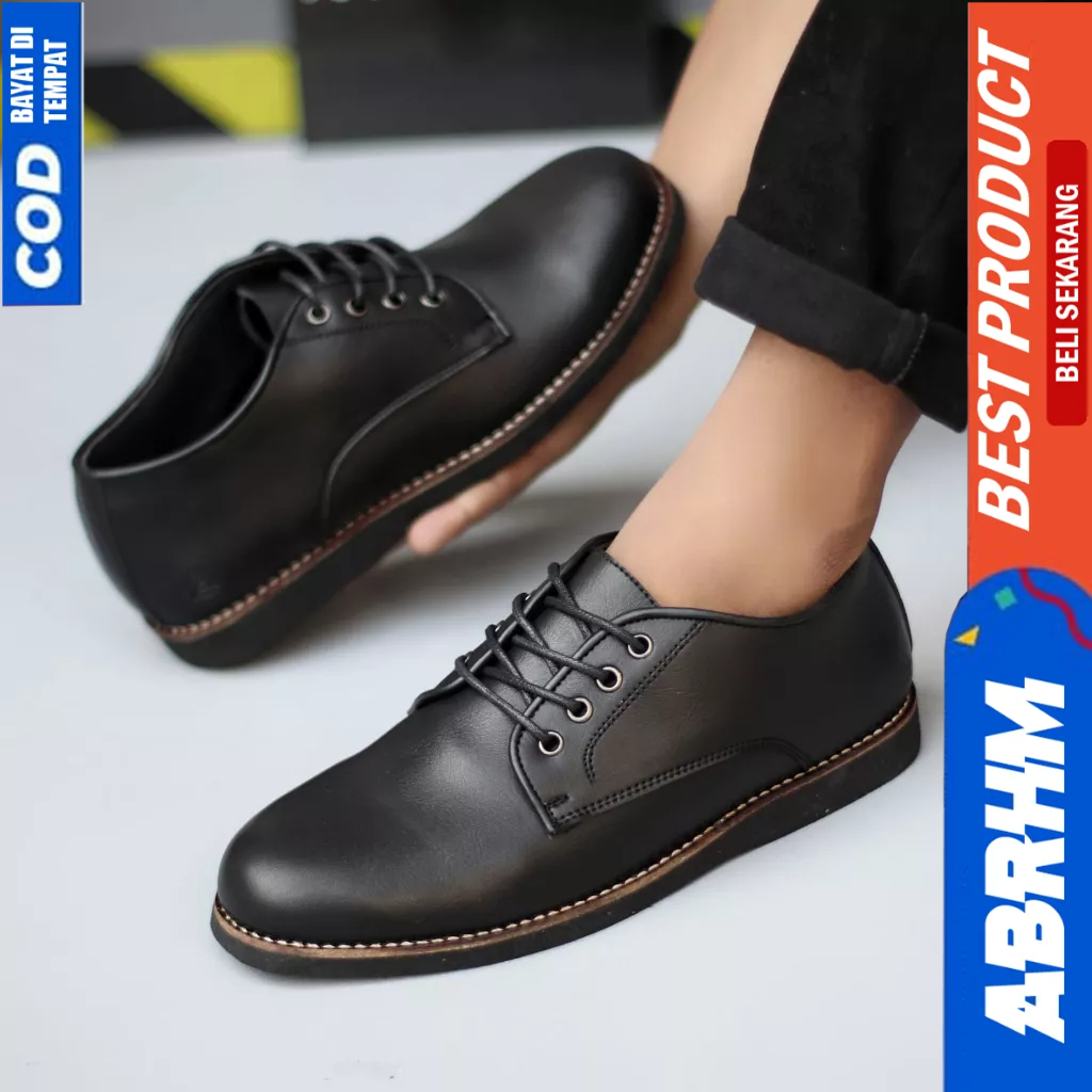 ABRHM Sepatu Formal Pantofel Oxford Hitam Pria