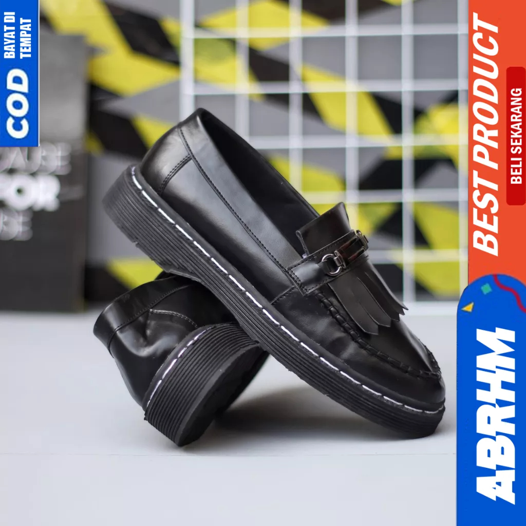 ABRHM loafers Penny Docmart Casual Kerja Hitam Pria