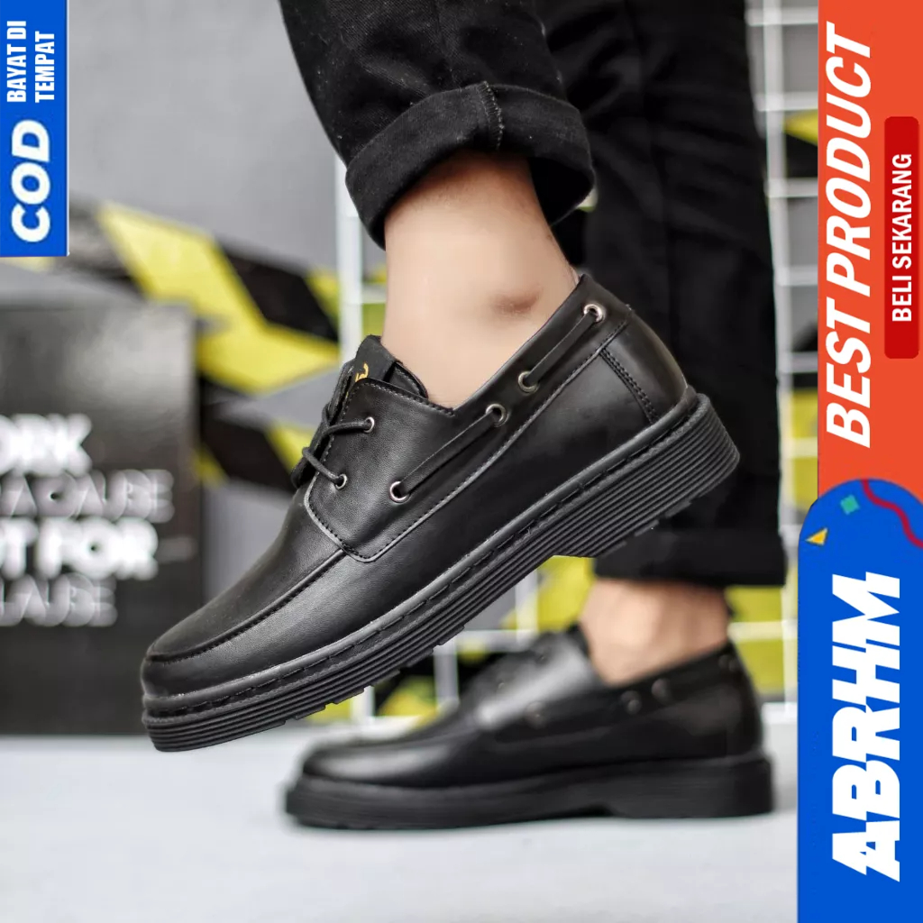 ABRHM Sepatu Casual Formal Pantofel Hitam Kerja Pria