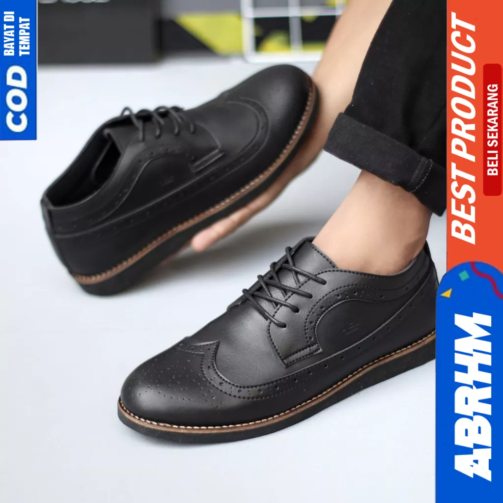 ABRHM Sepatu Oxford Formal Pantofel Kerja Hitam Pria