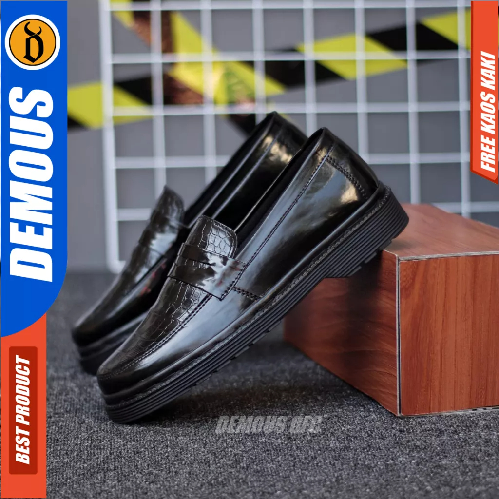 Sepatu Docmart Formal Pantofel Loafers Hitam Pria