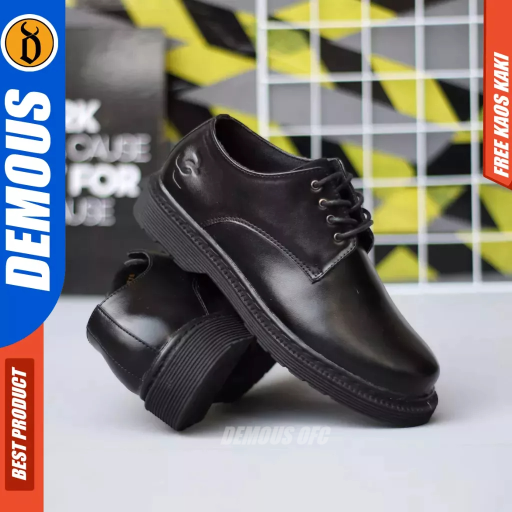 DEMOUS Bam - Sepatu Formal Oxford Docmart Tali Hitam Pria