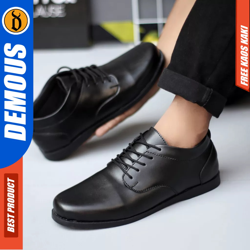 DEMOUS HATTA - Sepatu Formal Casual Hitam Kulit Pu Pria