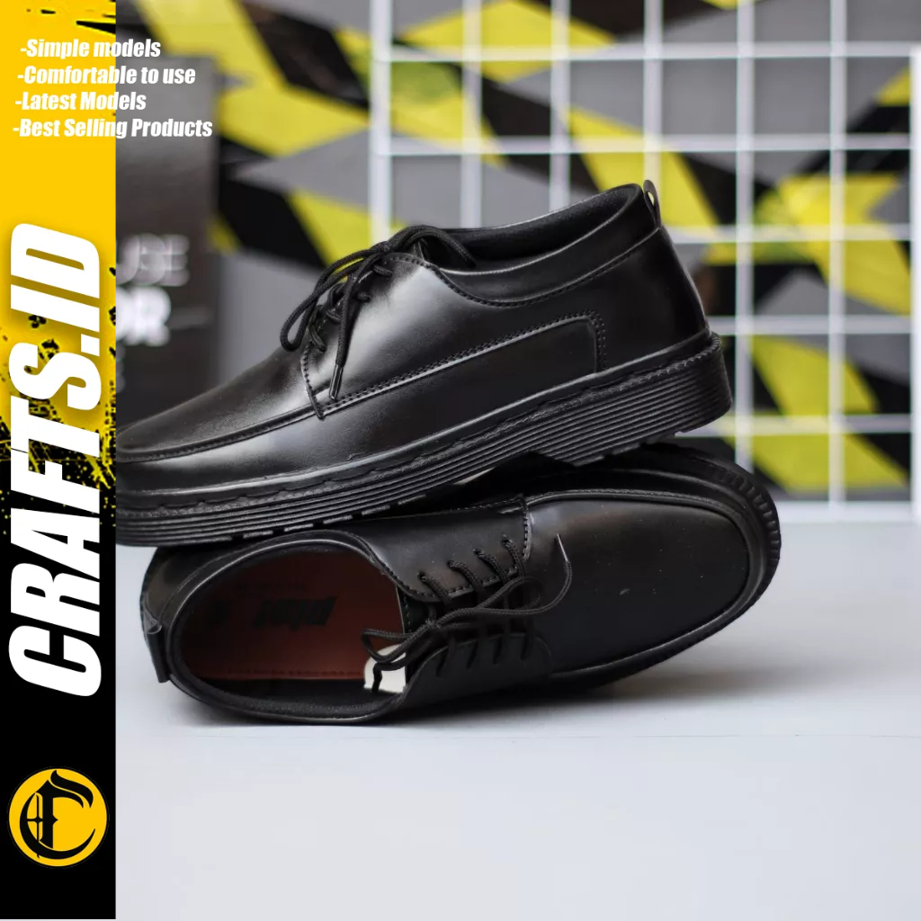 CRAFTS - Sepatu Formal Docmart Oxford Kerja Full Black Pria