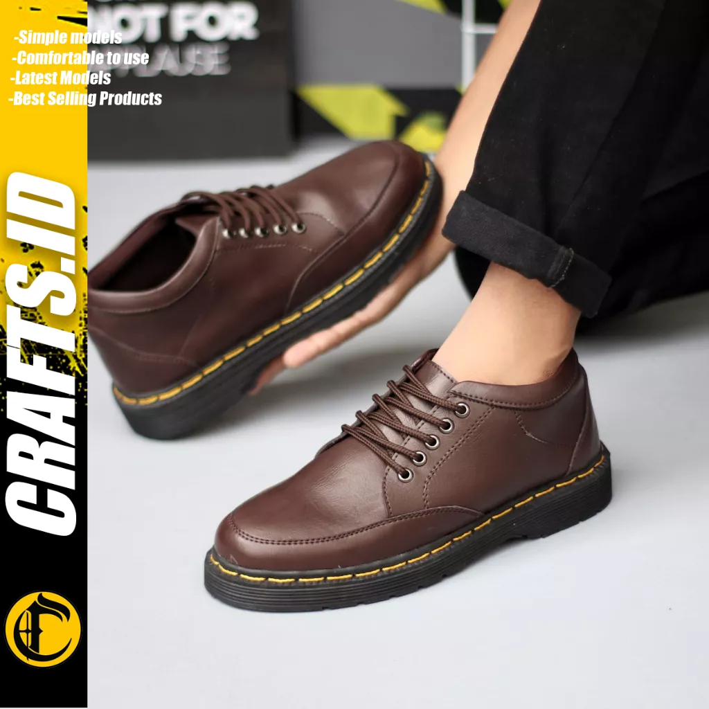 CRAFTS - Sepatu Formal Docmart Low Boots Tali Hitam Kerja Pris