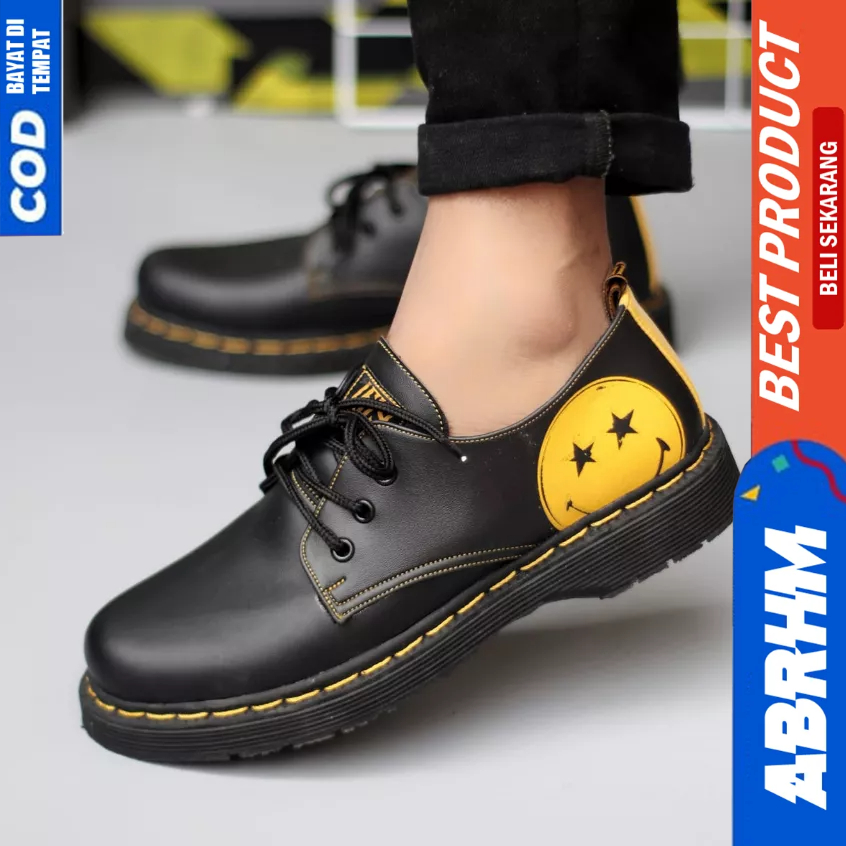 ABRHM Sepatu Pantofel Formal Docmart Hitam Pria