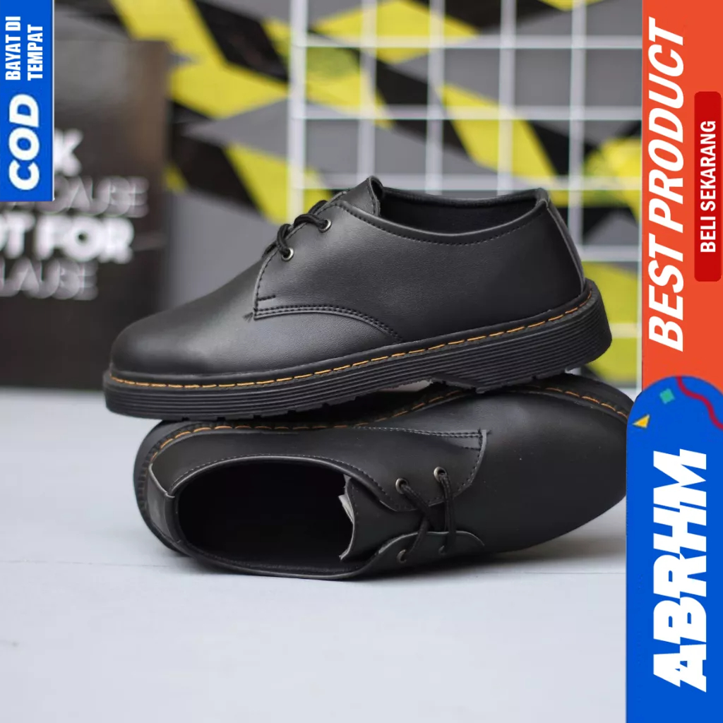 ABRHM Sepatu Formal Pantofel Docmart Hitam Pria