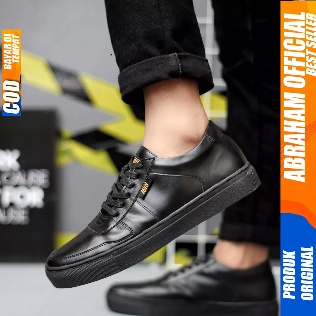 Sepatu Casual Sneakers Hitam Formal Kerja Pria