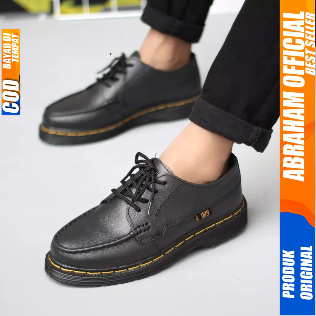 Sepatu Pantofel Formal Docmart Casual Kulit Hitam Pria