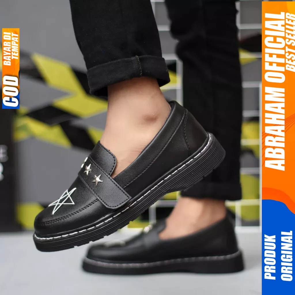 Sepatu Docmart Loafers Hitam Formal Pantofel Kerja Pria