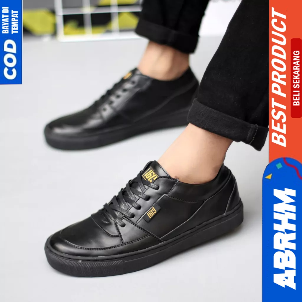 ABRHM Sepatu Casual Formal Hitam Kerja Sneakers Pria