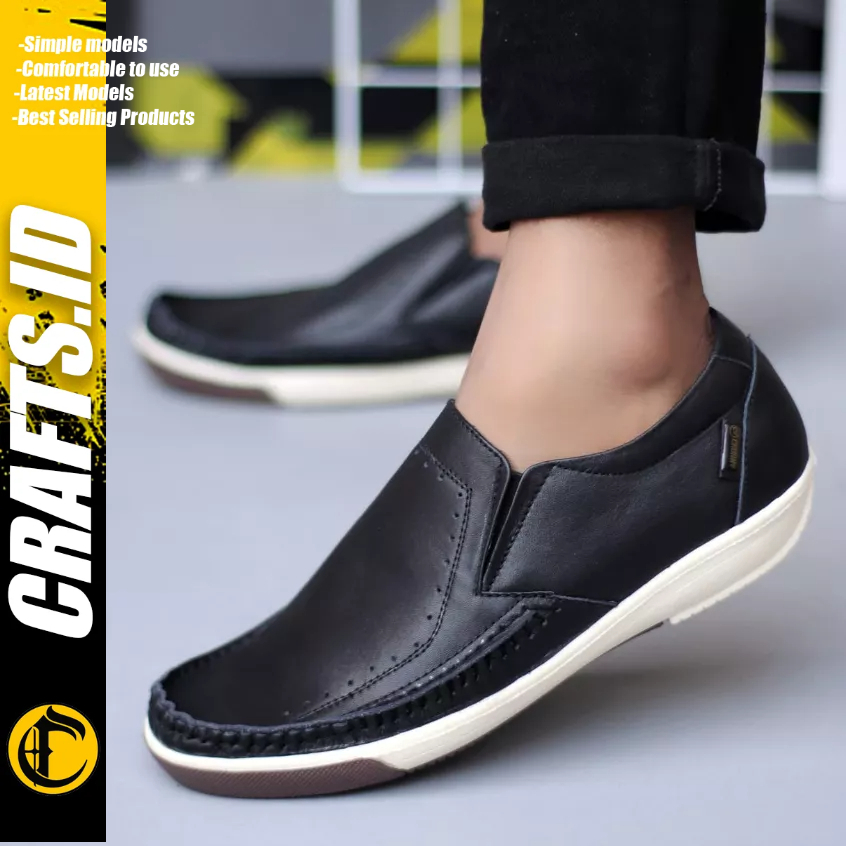 Crafts - Sepatu Pantofel Formal Kerja Hitam Kulit Asli Pria