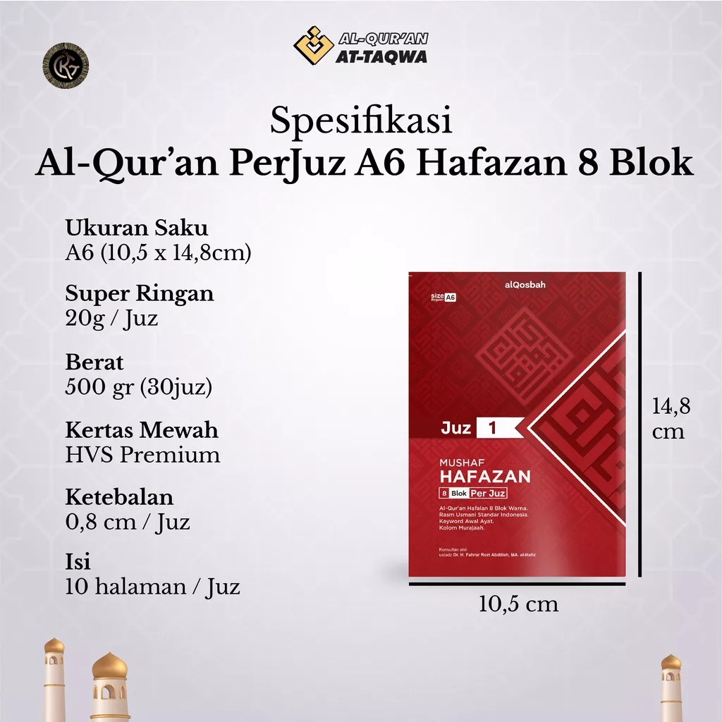 Mushaf Al Quran Hafazan Per Juz 8 Blok Warna Rasm Utsmani | Alquran Hafalan Per Juz Alquran Kecil A6