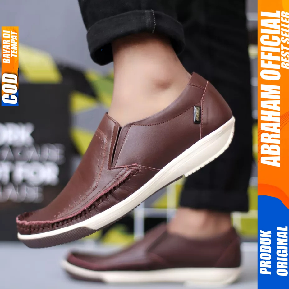 Sepatu Casual Formal Kulit Asli Hitam Kerja Pria