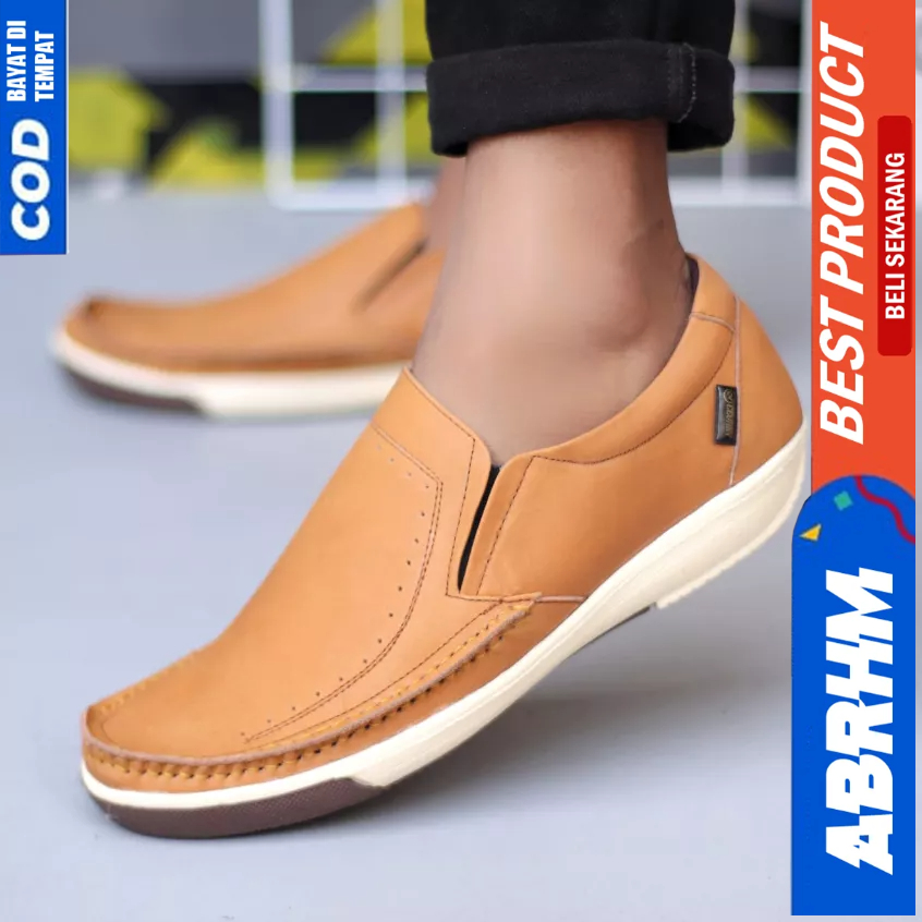 ABRHM Sepatu Formal Kulit Asli Casual Hitam Kerja Pria