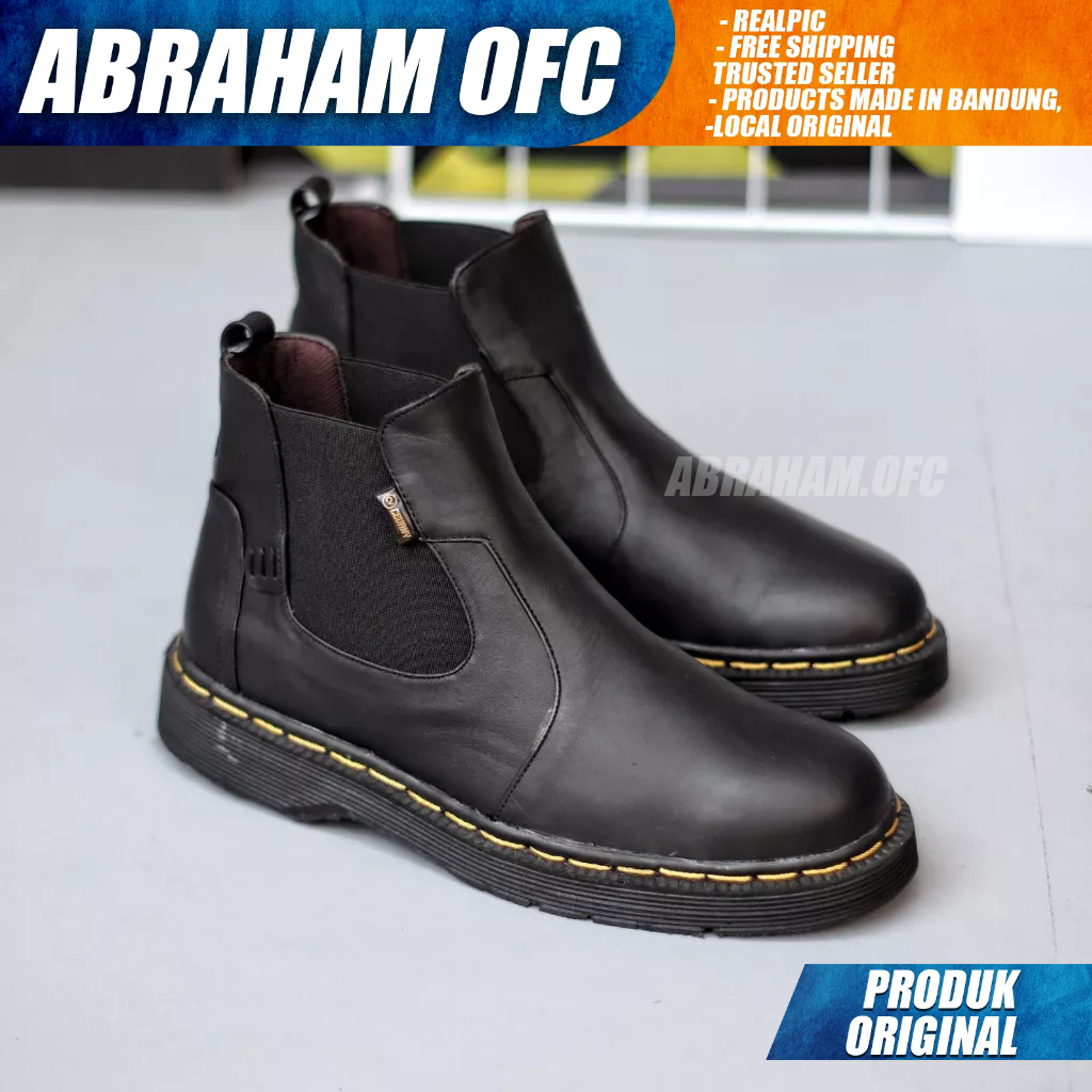 ABRAHAM Sepatu Boot Docmart Kulit Asli Casual Formal Pantofel Kerja Pria