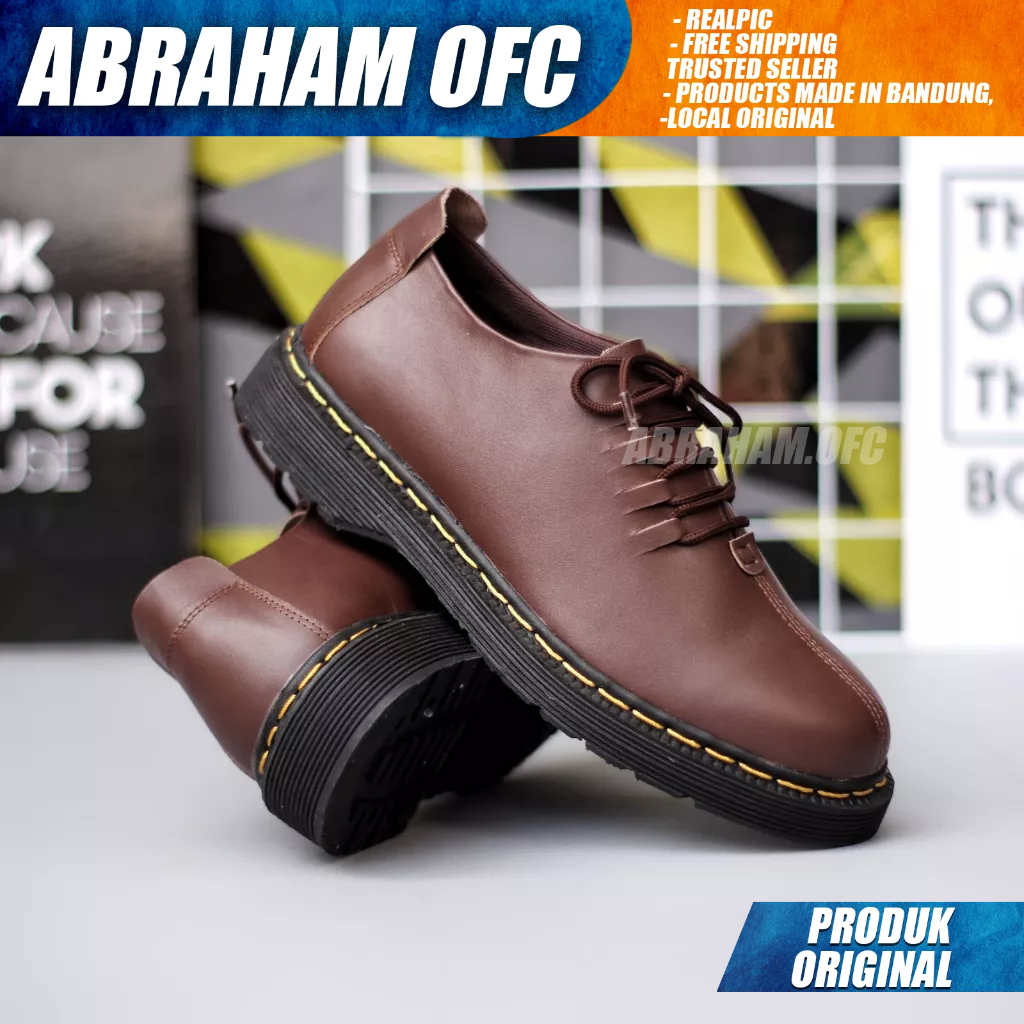 ABRAHAM Sepatu Pantofel Docmart Low Boot Formal Casual Kulit Hitam Kerja Pria