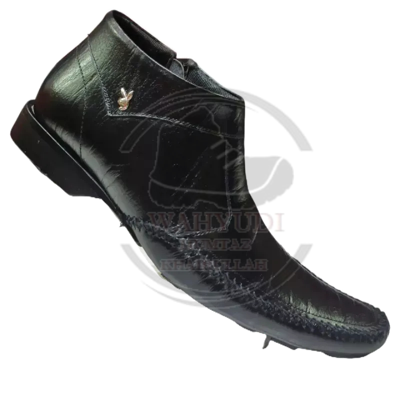 Boot Kulit Asli Playboy Pria Premium Sol Di Jahit Anti Licin / Sepatu Pantofel Pria Tinggi Resleting