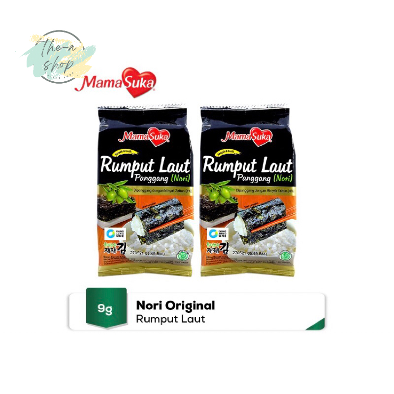 

Mamasuka rumput laut kering panggang 2pcs 9g rendang jagung bakar original pedas BBQ telur asin