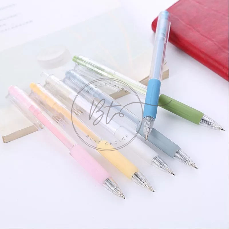 

[B253] Pulpen Cetekan Transparant Polos Pena Gel 0.5mm Tinta Hitam Alat Tulis Sekolah Kantor Pen Warna Warni Bolpoint Polos Murah Import