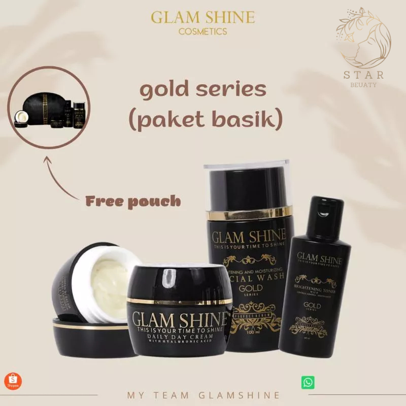 Skincare Glam Shine Gold Series Paket Basic 100% Original Bpom Paket Kecantikan Best Seller Starbeua
