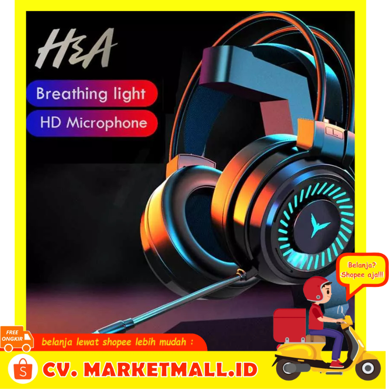 Profesional Wired Headphone Headset Audifonos Bass Stereo Dengan Lampu LED Gaming Dengan Mikrofon Untuk Komputer PC Gaming PS4 PS5 Xbox - 7RSK7JBK