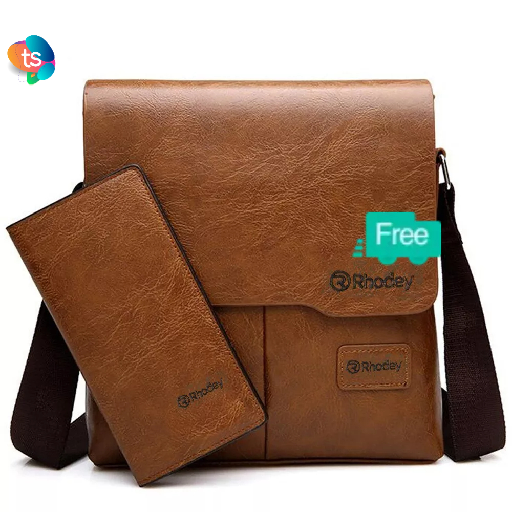 [Gratis Dompet] Tas Selempang Kulit  Messenger Bag Large Gratis Dompet