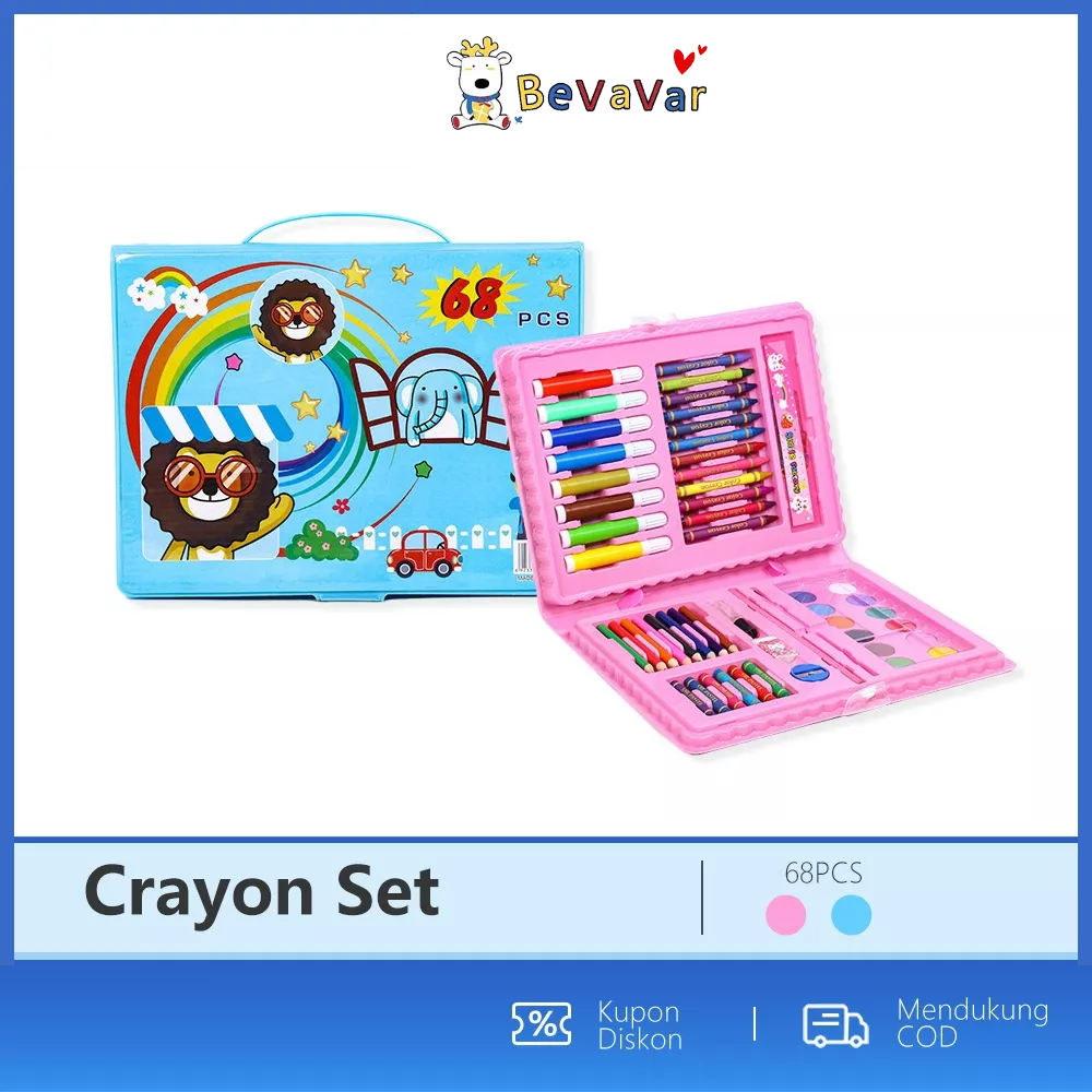 Bevavar 68Pcs Pensil Warna Set Alat Menggambar Mewarnai Crayon Set Anak