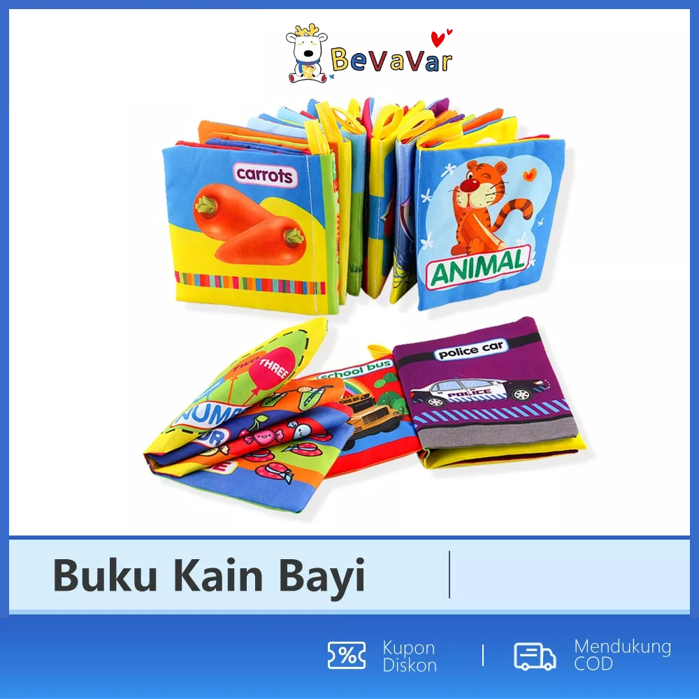 BEVAVAR Buku Kain Edukasi Bayi  Buku Bantal Bayi Soft Book Bayi