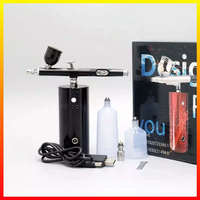 Kompresor Angin Mini Air Baterai Isi Ulang Polymer Lithium 750 mAh Compressor Airbrush Painting Art Spray Gun 0.3mm 7ml KKMOON - 7RHZWHBK