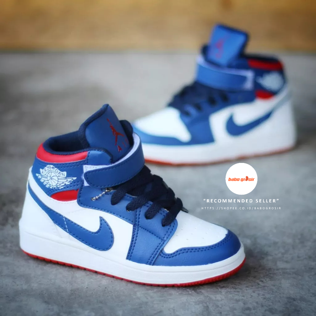 PROMO Sepatu Sneakers Anak | Nike Air Jordan Kids Navy White Red Premium, Tampilan Mewah, Harga Termurah